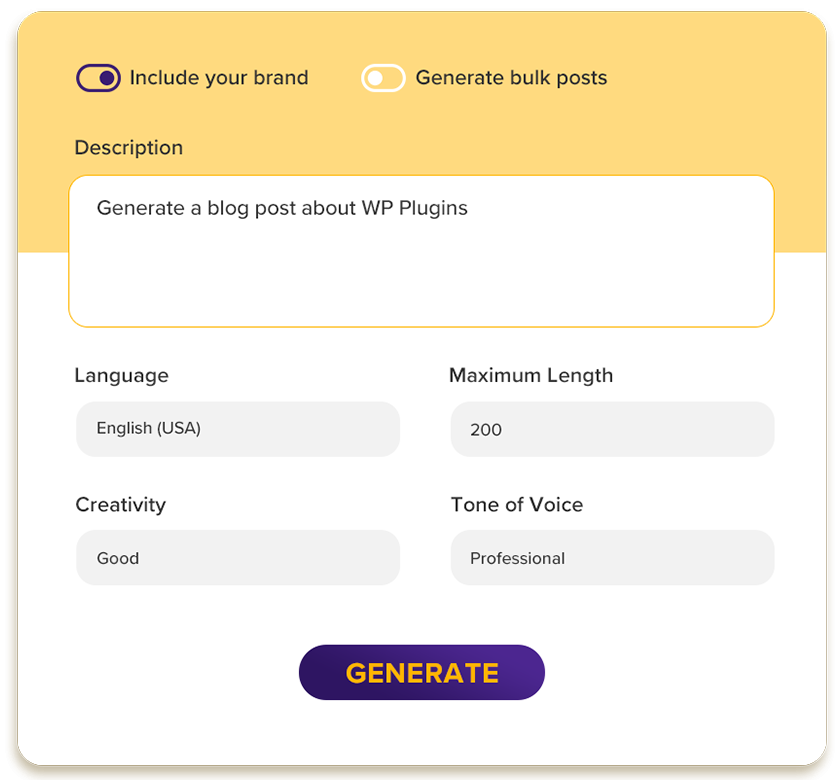 Generate, edit, export.